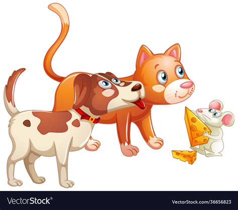 Group animal dog cat and mouse cartoon Royalty Free Vector