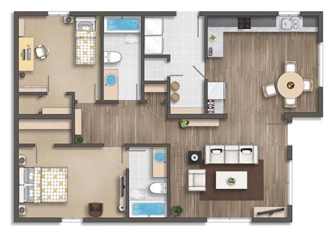 Floor plan rendering | Floor plans, Rendered floor plan, Bedroom house plans