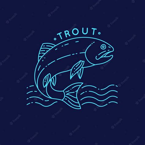 Premium Vector | Trout fish jumping out of the water. silhouette tattoo ...