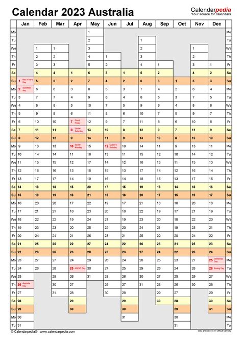 Australian Calendar 2023 - March 2023 Calendar