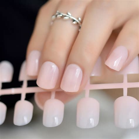 Aliexpress.com : Buy Light Pink Short Full Artificial Nail Art Tips Candy Color Round Fake False ...