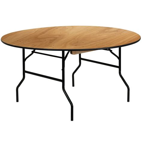 Flash Furniture 60" Round Folding Banquet Table, Clear-Coated Wood - Walmart.com - Walmart.com