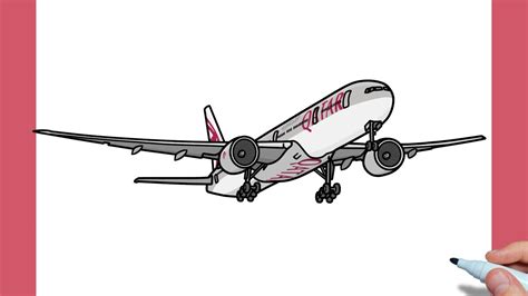 How to draw BOEING 777-300ER QATAR AIRWAYS / drawing b777 airplane easy - YouTube