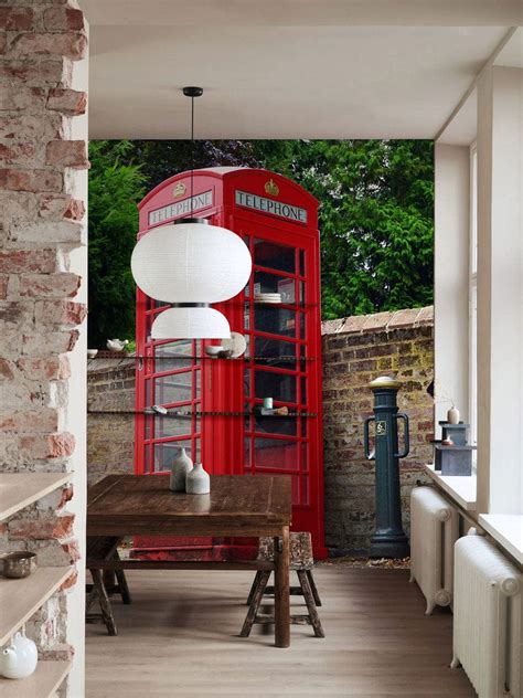 Red Phone Booths Wall Mural | Landmarks Everwallpaper UK