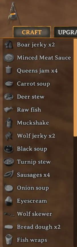 Sorted Menus - Cooking - Crafting - Skills Menu at Valheim Nexus - Mods and community