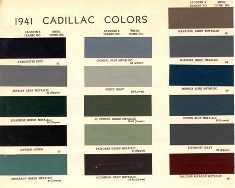 Cadillac Paint Codes & Color Charts