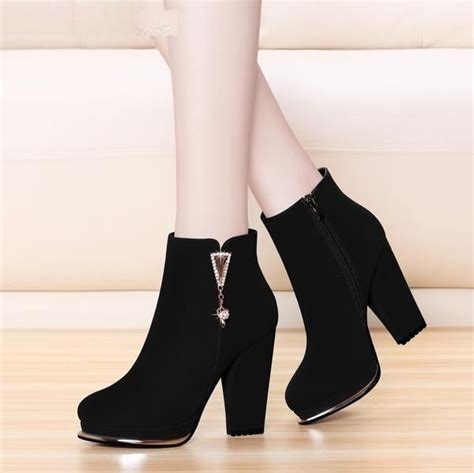 Suede Chelsea High Heel Mid Calf Boots Shoes | High heel boots ankle, Cute shoes heels, Girly shoes