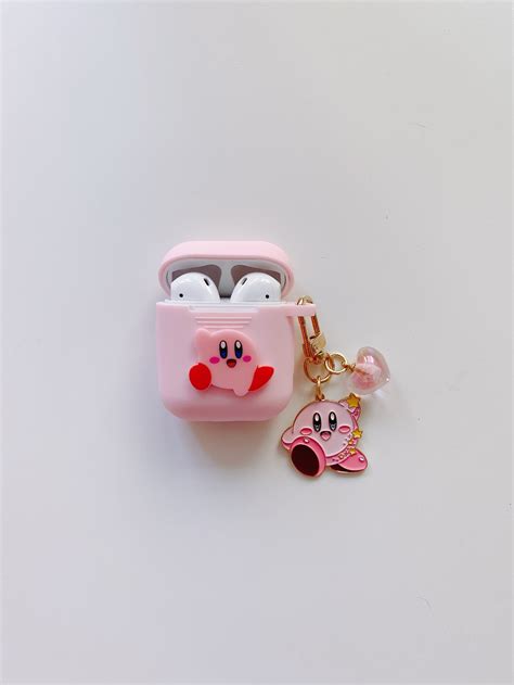 Kirby Pink Airpods Case Keychain Set Kawaii Cute | Etsy