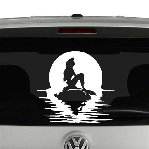 Ariel with Full Moon Silhouette Vinyl Decal Sticker