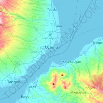 Ozamiz topographic map, elevation, terrain