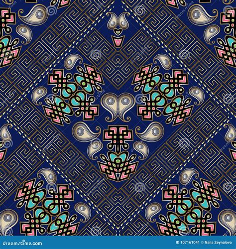 Paisley Seamless Pattern. Dark Blue Floral Background Wallpaper Stock ...