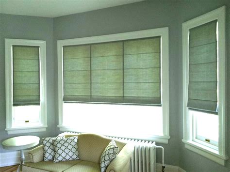 Custom Roman Blinds Note seaming on large blind spaced to match window divisions - a ...