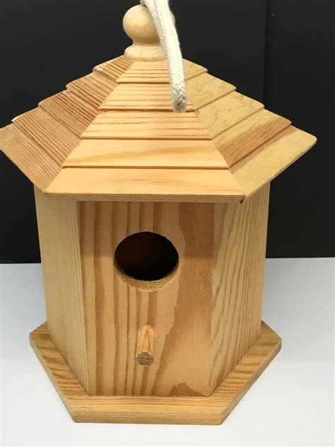 Small Unfinished Wooden Birdhouse 8 by 6 by 6 Inches DIY Project Gift – JAMsCraftCloset