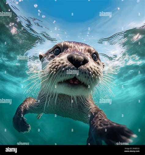 River Otter Swimming Drawing