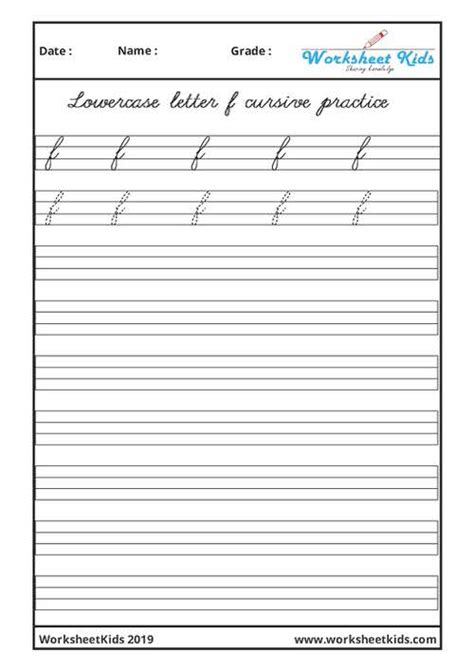 Free lower case f cursive worksheet, Download Free lower case f cursive ...