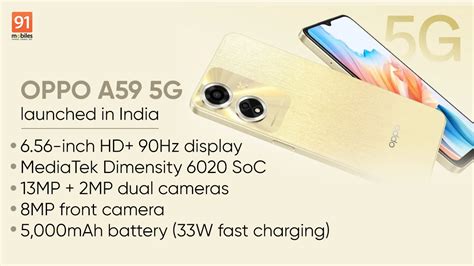 OPPO A59 5G with MediaTek Dimensity 6020, 5,000mAh battery launched in ...