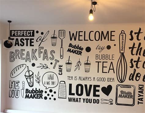 Wall in cafe | Cafe wall, Cafe wall art, Mural cafe