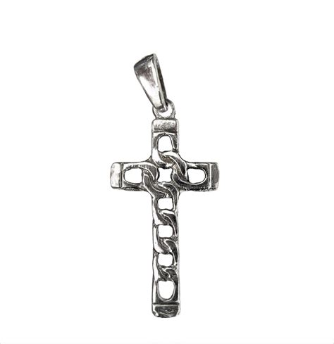 modern gothic chain cross pendant 82 Sterling Silver 925 - Atlantis Gold