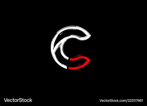 Grunge white red black alphabet letter c logo Vector Image