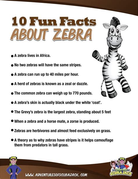 an advertisement for zebras and other animals with the words 10 fun fact about zebra