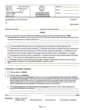 Expungement Order (for Misdemeanor or Violation Conviction) - Forms - Fill Out and Sign ...