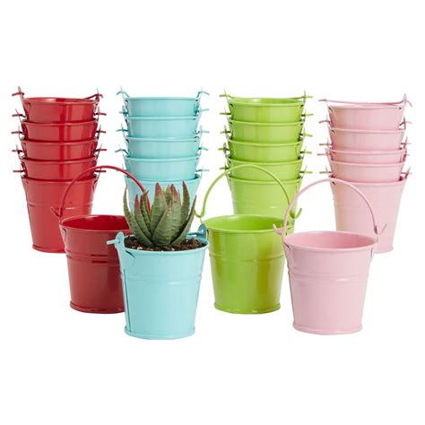 24 Pack Mini Metal Buckets for Crafts, 2-Inch Galvanized Tin Pails for ...