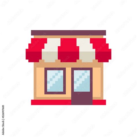 Pixel Art Store icon in 8-bit retro game style. Pixel shop icon. Web Store and Marketplace icon ...