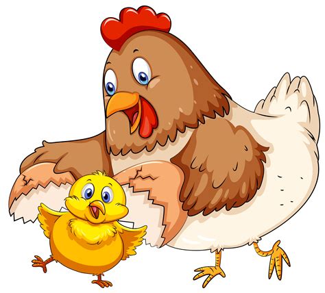 Mother hen and little chick 295452 Vector Art at Vecteezy