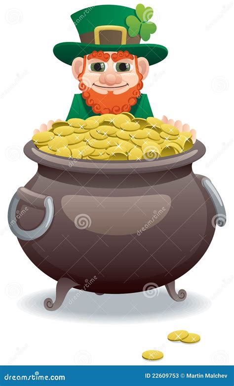 Leprechaun and Pot of Gold stock vector. Illustration of green - 22609753