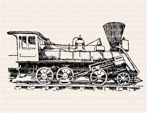 Train Clip Art Image Vintage Steam Locomotive Illustration | Etsy