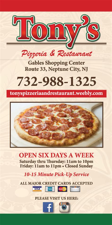 Menu - Tony's Pizzeria & Restaurant