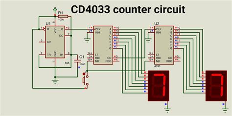 0 to 99 Counter Circuit using 555 Timer and CD4033 IC