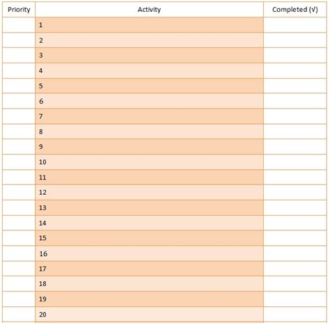 Professional Daily Task List Template (Excel, Word, PDF) - Excel TMP