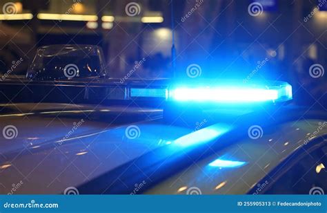 Blue Flashing of Police Car Siren during Emergency Stock Image - Image of police, winking: 255905313