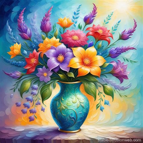 Impasto Painting: Vibrant Flower Bouquet | Stable Diffusion Online