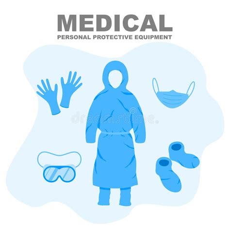 Set of PPE Personal Protective Suit Clothing Isolated and Safety Equipment Stock Vector ...