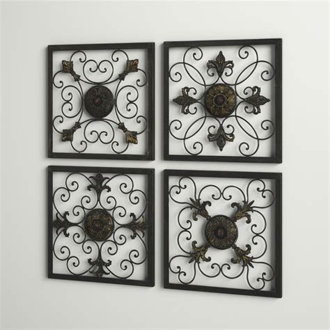 Andover Mills™ 4 Piece Metal Plaque Wall Décor Set & Reviews | Wayfair