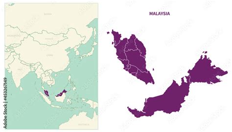 Malaysia map. map of Malaysia and neighboring countries. Stock Vector | Adobe Stock