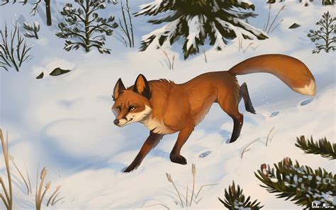 Download wallpaper 3840x2400 fox, snow, art, forest, winter 4k ultra hd 16:10 hd background