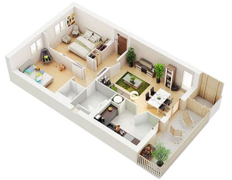 2 Bedroom House Floor Plans 3D - floorplans.click