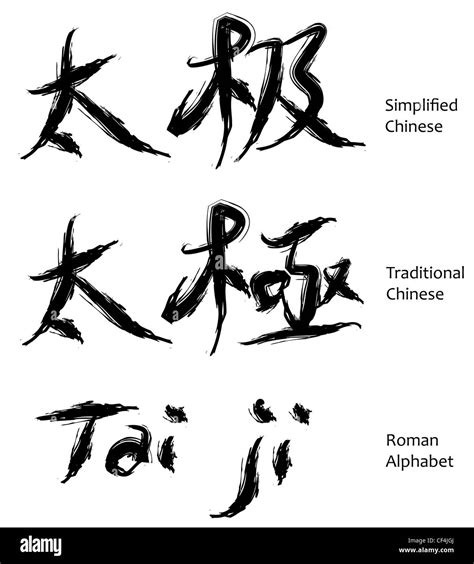 tai ji or tai chi chinese characters in calligraphy, it is a taoism philosophy term Stock Photo ...