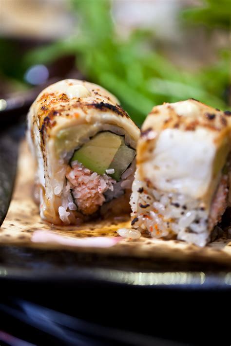 OKKU Hamachi Tataki - California maki topped with seared yellowtail and sweet-soy | Gourmet ...