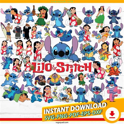 Lilo and Stitch Cartoon Characters Svg, Png, Eps, Pdf, Dxf, Digital Download