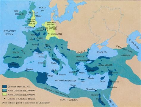 Spread of Christianity Map: 300-800AD Roman Empire