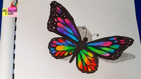 How to Draw a Butterfly - Easy Butterfly Drawing and Painting - 3D Butterfly - Step by Step ...