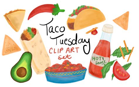 Taco Tuesday Clip Art, Taco Clip Art, Food Clip Art, Mexican Food Clip Art, Burrito Clip Art ...