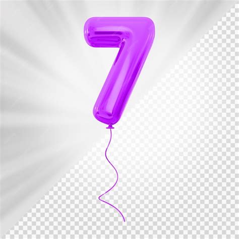 Premium PSD | Purple balloon number 7