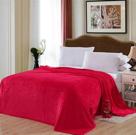 Red throw blanket bed sheet solid color Coral Fleece blanket Adults children super warm soft ...