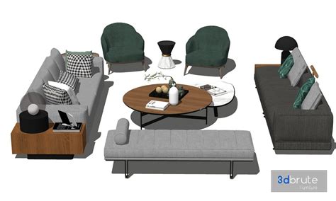 Sofa set Sketchup 3d model Sketchup Download Free 3dbrute