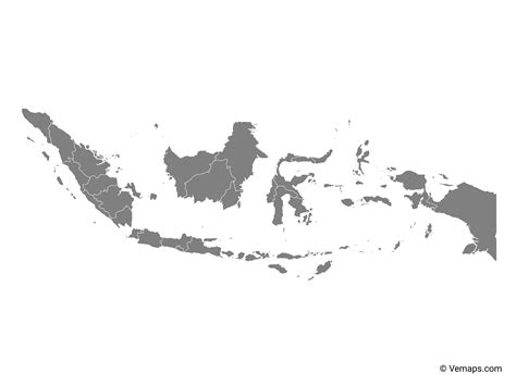 Grey Map of Indonesia with Provinces | Free Vector Maps